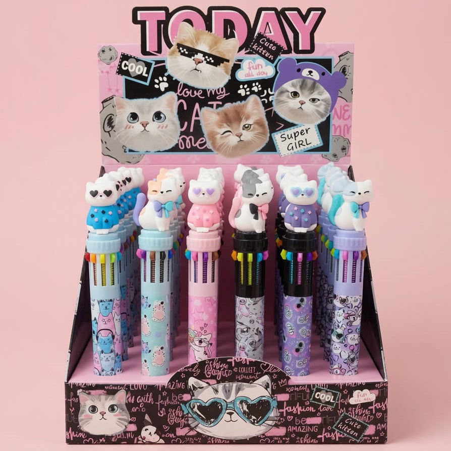 Cute Kittens 10 Color Pen