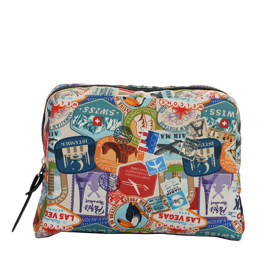 Travel Stamps Makeup Bag