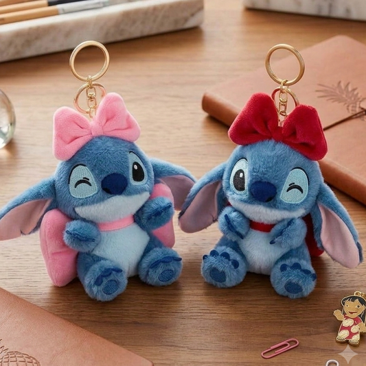 Stitch Bow Plush Keychain