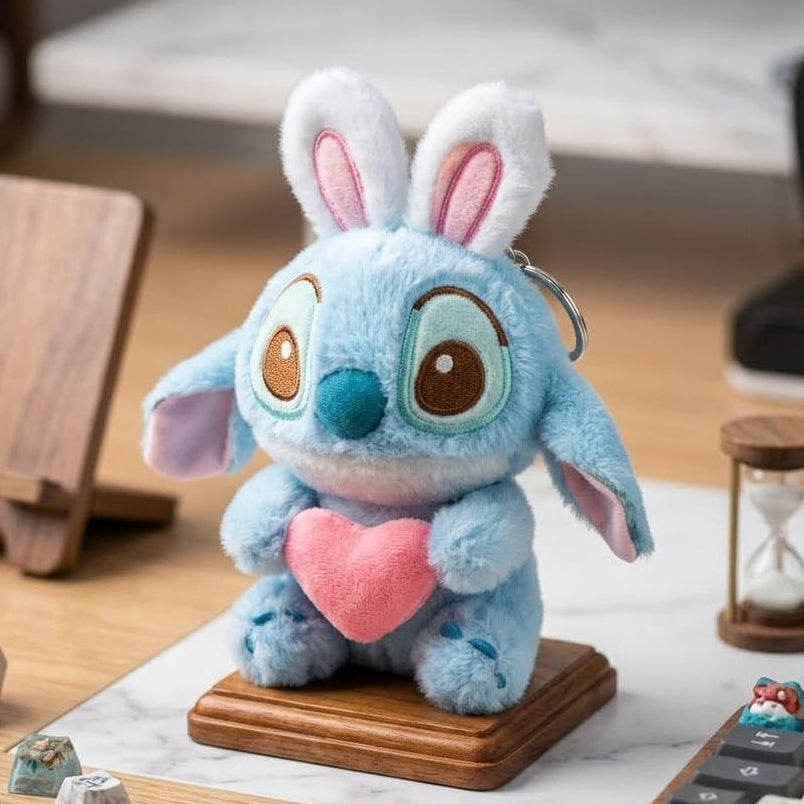 Stitch heart Plush Keychain