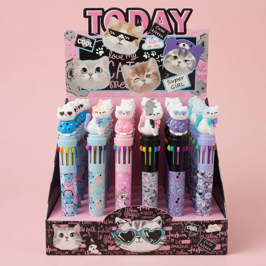 Cute Kittens 10 Color Pen