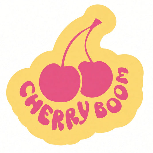 Yellow Cherry Boom Laptop Sticker