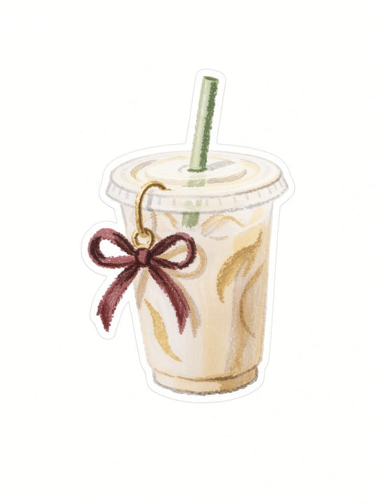 Coffee Cup with Bow Laptop Sticker